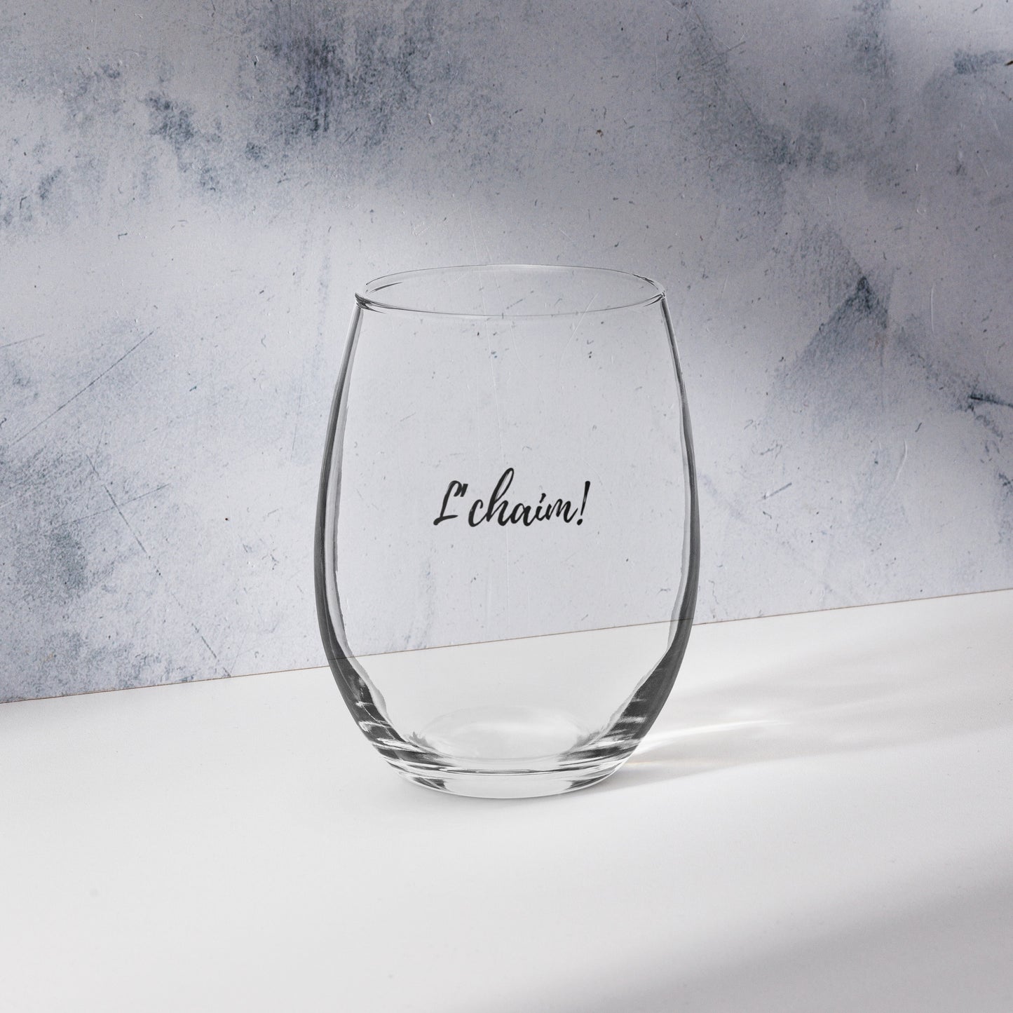 L'Chaim! Stemless Wine Glass